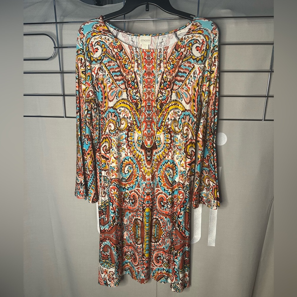 Chicos women’s bohemian long sleeve mini dress